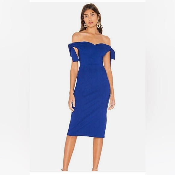 REVOLVE Dresses & Skirts - Superdown x Revolve Shae Off The Shoulder Cocktail Midi Dress Size Medium